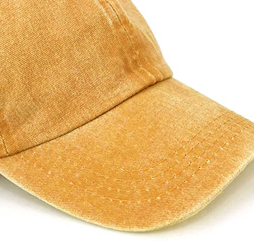 Glamorstar Classic Unisex Baseball Cap Adjustable Washed Dyed Cotton Ball Hat - color: Yellow