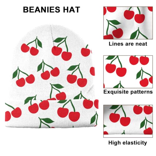 Beanie Knit Hat Winter Unisex Cuffed Beanies Skull Cap Warm Double Layer Thick Acrylic Cute for Girls Women Men - color: Cherry