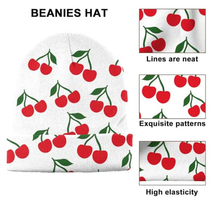 Beanie Knit Hat Winter Unisex Cuffed Beanies Skull Cap Warm Double Layer Thick Acrylic Cute for Girls Women Men - color: Cherry