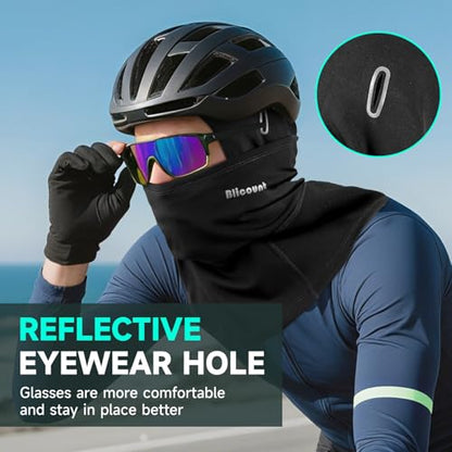 Balaclava Ski Mask for Men Women Thermal Winter Face Mask Dual-Layer Balaclava Breathable Windproof for Cold Weather Skiing - color: Black