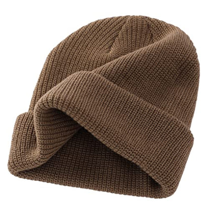 Connectyle Classic Double Layer Knit Beanie Hat Warm Thick Acrylic Winter Hats Daily Cuffed Beanies Watch Hat for Men Women - color: Light Coffee