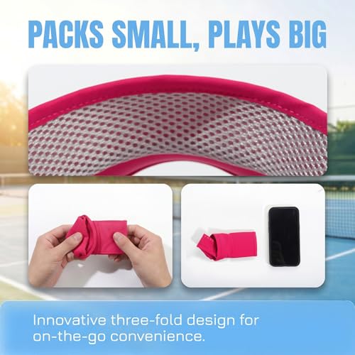 Sun Visors for Women Men Adjustable Folding Cap Running Golf Tennis - color: Rose
