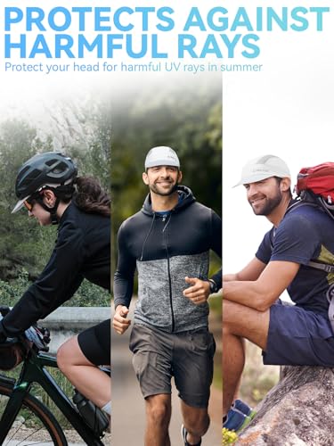 Hikenture Cycling Cap,Cooling Skull Cap Bike Hat with Sun Visor, Summer Breathable Helmet Liner Biking Cap for Men Women - color: Whitegrey