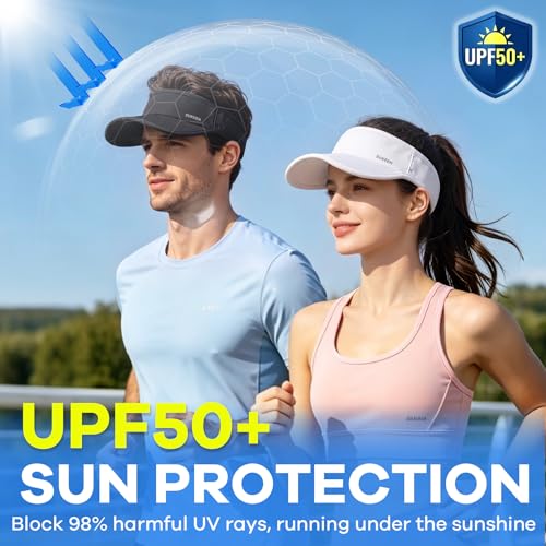Sukeen Sports Sun Visor Women Men Lightweight Quick-Dry Visor Hat with Sunglasses Slots Athletic Visor for Golf, Tennis - color: White