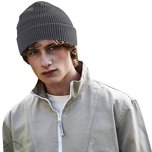 Beechfield B52N Organic Cotton Waffle Beanie - color: Graphite Grey