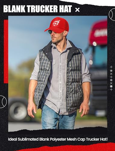 Tarpop 10 Pcs Sublimation Blank Trucker Hats Bulk - color: Red