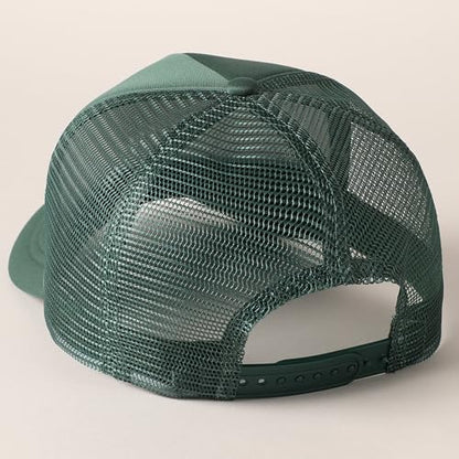 MIRMARU 5 Panels Blank Foam Front Two Tone Solid Trucker Mesh Back Baseball Cap with Adjustable Snapback Strap - color: Solid-dark Green