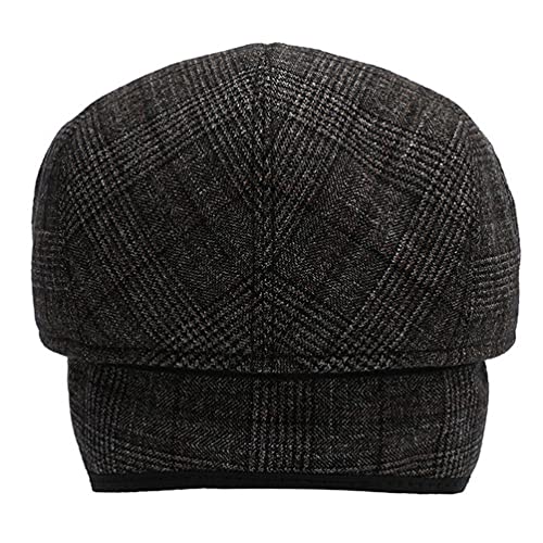 Men's Newsboy Hat with Earflaps Flat Ivy Caps Irish Cabbie Cap - color: Dark Coffee