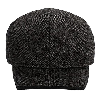 Men's Newsboy Hat with Earflaps Flat Ivy Caps Irish Cabbie Cap - color: Dark Coffee