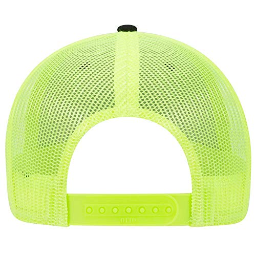 OTTO 6 Panel Low Profile Contrast Vertical Mesh Back Cap - color: Blk/Blk/N.ylw
