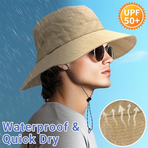 PFFY Waterproof Bucket Hats for Men Women Packable Sun Hat for Outdoors - color: Solid Grey