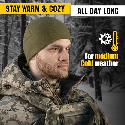 M-Tac Elite Fleece Watch Cap - Military Tactical Beanie Hat Winter Skull Cap - color: Olive Dark, size: Large