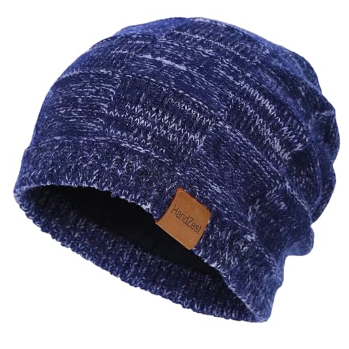 HandZest Relaxed-Fit Knit Beanie: Lightweight, Breathable for Spring & Fall. Soft, Stretchy. One Size Fits Most - color: Blue