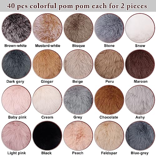 BQTQ 40 Pcs Faux Fur Pom Poms DIY Hat Pompom with Elastic Loop (Soft Color) - color: Soft Color
