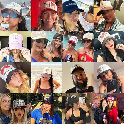 Lucky Cursive Hat | Premium Adjustable Snapback Baseball Trucker Hats for Men & Women - color: Brown/Natural
