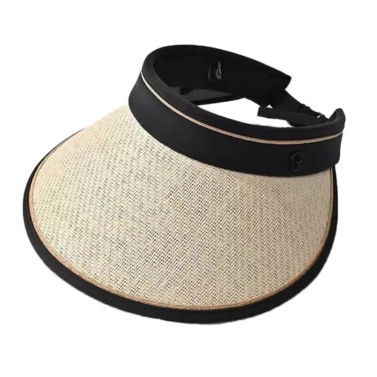 COTIM COYIN Women's Wide Brim Straw Sun Visor with UPF 50+ UV Protection, Beach Visor Sun Hat, Women's Outdoor Sun Protection - color: Beige