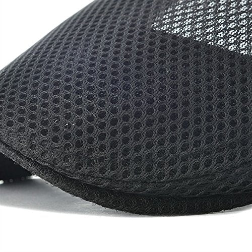 VOBOOM Men Mesh Newsboy Flat Cap Ivy Cabbie Newsboy Cap - color: Black