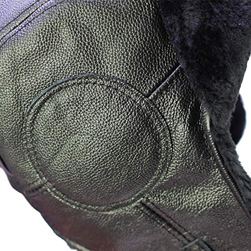 Men's Winter Warm Warm Trapper Hat Leather Russian Aviator Trooper Hat - size: X-Large