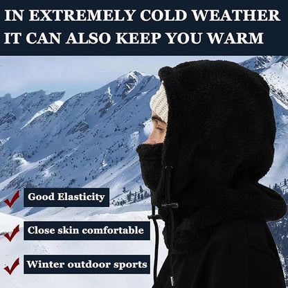 Winter Ski Mask Balaclava, Windproof Face Mask Warm Neck Cover - color: Black
