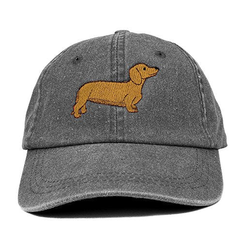 Trendy Apparel Shop Dachshund Embroidered Dog Theme Low Profile Dad Hat Cotton Cap - color: Black