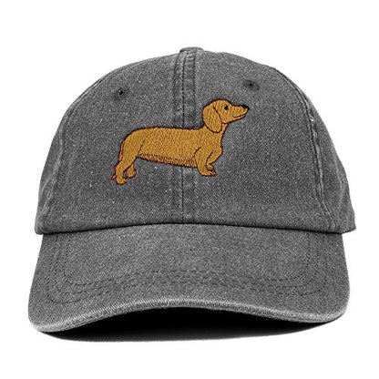 Trendy Apparel Shop Dachshund Embroidered Dog Theme Low Profile Dad Hat Cotton Cap - color: Black