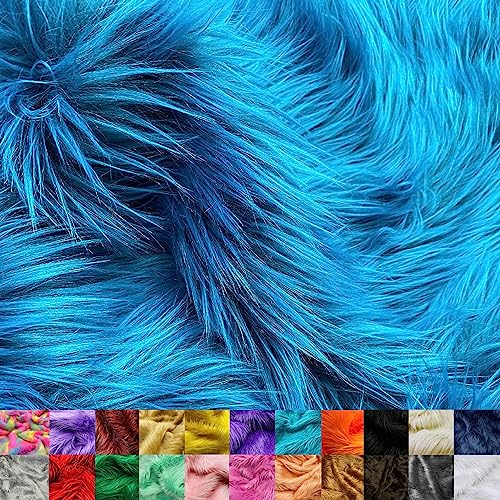 Ice Fabrics Faux Fur Fabric by The Yard - 60 Inches Wide Super Soft and Fluffy Shaggy Mohair Fur Fabric for Costumes, Apparel, Rugs, Pillows, Decorations and More - Teal - Half Yard - color: Teal, size: Half Yard