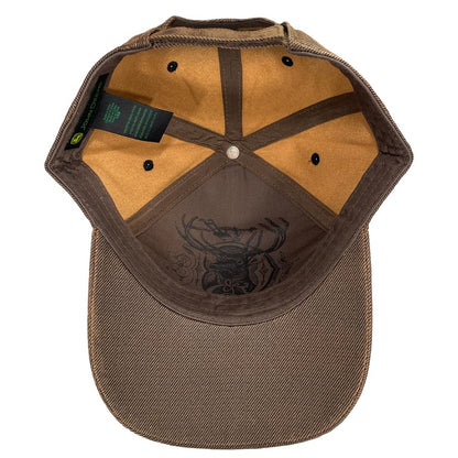 John Deere Brown Oilskin Look Adjustable 6 Panel Twill Hat, One Size