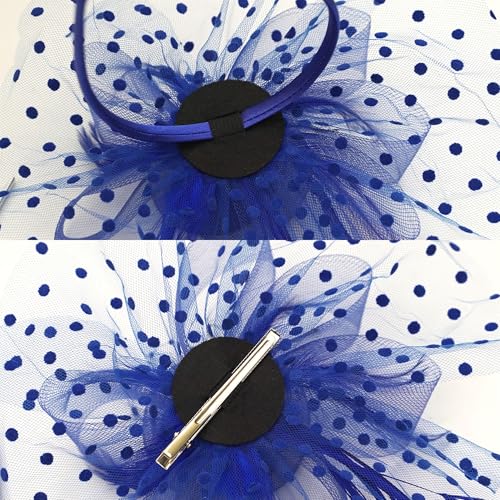 Fascinators Hats 20s 50s Pillbox Hat Cocktail Tea Party for Women (Blue, One Size) - color: Blue