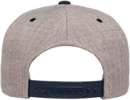 YP Classics 6089 Wool-Blended 6 Panel High Profile Flatbill Snapback Cap - color: Heather/Navy
