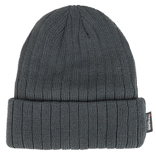 Armycrew 3M Thinsulate Insulation Fleece Lined Long Cuff Ribbed Beanie - color: Charcoal