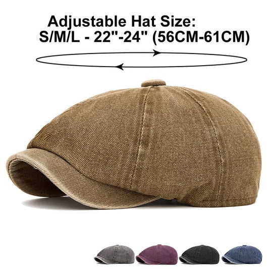 Quanhaigou Newsboy Flat Cap, Men's Vintage Gatsby Ivy Cabbie Hat, Beret Golf Driving Hats - color: Wash Cottton Khaki