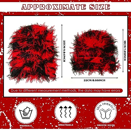 Chuarry Distressed Knitted Beanie Fuzzy Winter Hat - color: Assorted Red