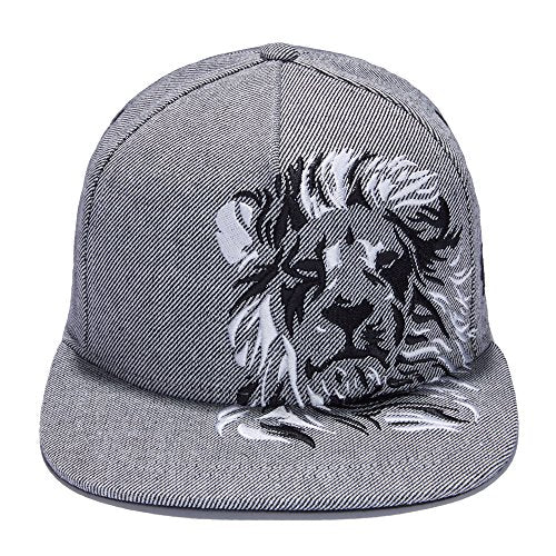 RIOREX Hip hop caps Fashion Animal Embroidery Baseball Cap for Men Adjustable Leather Belt Strapback Baseball Cap - color: Gray(l)