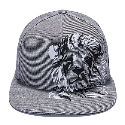 RIOREX Hip hop caps Fashion Animal Embroidery Baseball Cap for Men Adjustable Leather Belt Strapback Baseball Cap - color: Gray(l)