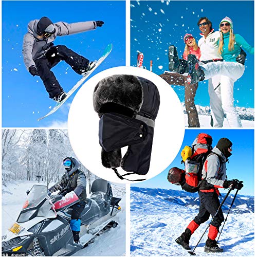 Winter Trapper Hats Ushanka Russian- Men Women Trooper Ear Flaps Hunting Face Masks Ski Snow Cold Weather - color: Navy Blue