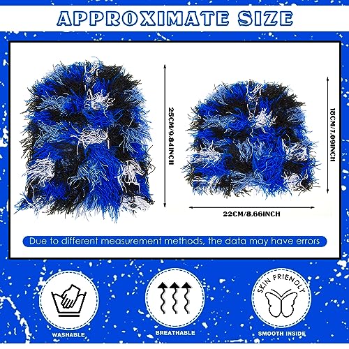 Chuarry Distressed Knitted Beanie Fuzzy Winter Hat - color: Assorted Blue