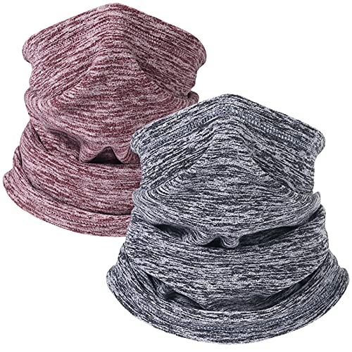 Winter Thermal Neck Warmer/Neck Gaiter Face Scarf/Face Cover Winter Ski Mask - Cold Weather Balaclava - color: Grey+coffee