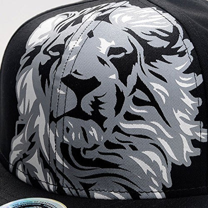 RIOREX Hip hop caps Fashion Animal Embroidery Baseball Cap for Men Adjustable Leather Belt Strapback Baseball Cap - color: Black-1