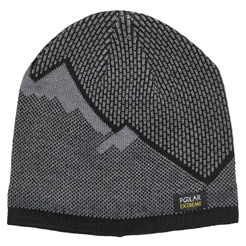 Polar Extreme Men's Sherpa-Lined Knit Winter Hat – Warm, Gift for Dad, Cold Weather - color: Black Mountain