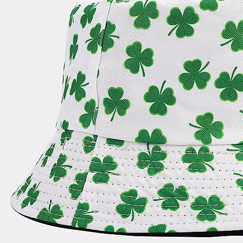 Unisex Print Double-Side-Wear Reversible Bucket Hat - color: Clover