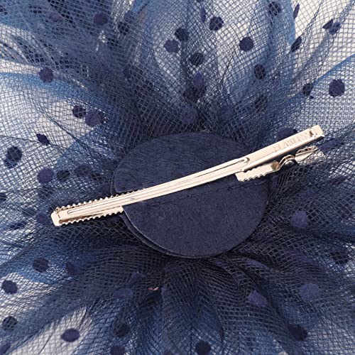 AQOKKA Women Fascinators Hats Flower Fascinators with Headband and Clip Tea Party Headwear for Women and Girls - color: 1 Pc 7" Diameter / Navy