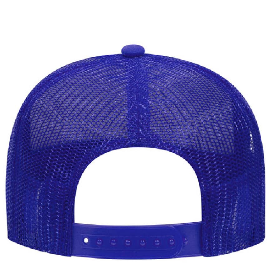 Otto Cap 5-Panel Mid Profile Mesh Back Trucker Hat, OS - color: Red/White/Royal