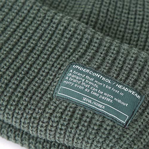 UNDERCONTROL Winter Trawler Fisherman Beanie Men Women Unisex Stylish Plain Docker Skull Hat Roll up Watch Cap Color Pack - color: Green