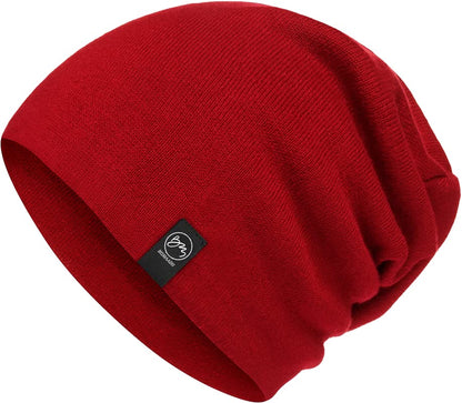 BISMAADH Unisex Soft Cotton Fashion Slouchy Beanie Headwear Skull Hair Cover Sleep Cap Hat for Frizzy Natural Curly Hair - color: Maroon