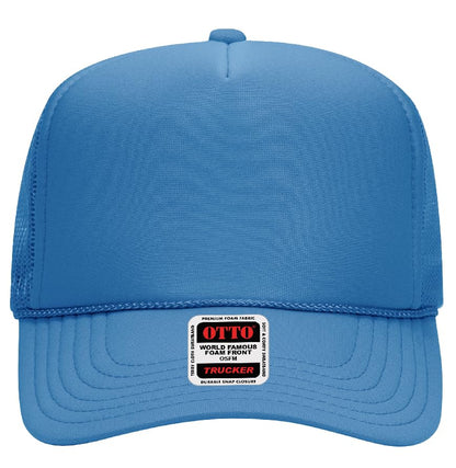 Otto Cap 5-Panel High Crown Mesh Back Trucker Hat - color: Columbia Blue