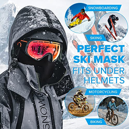 West Biking Balaclava Ski Mask Warm Face Mask for Cold Weather Lightweight Windproof Thermal Winter Scarf Face Mask Men Wome - color: Black-2