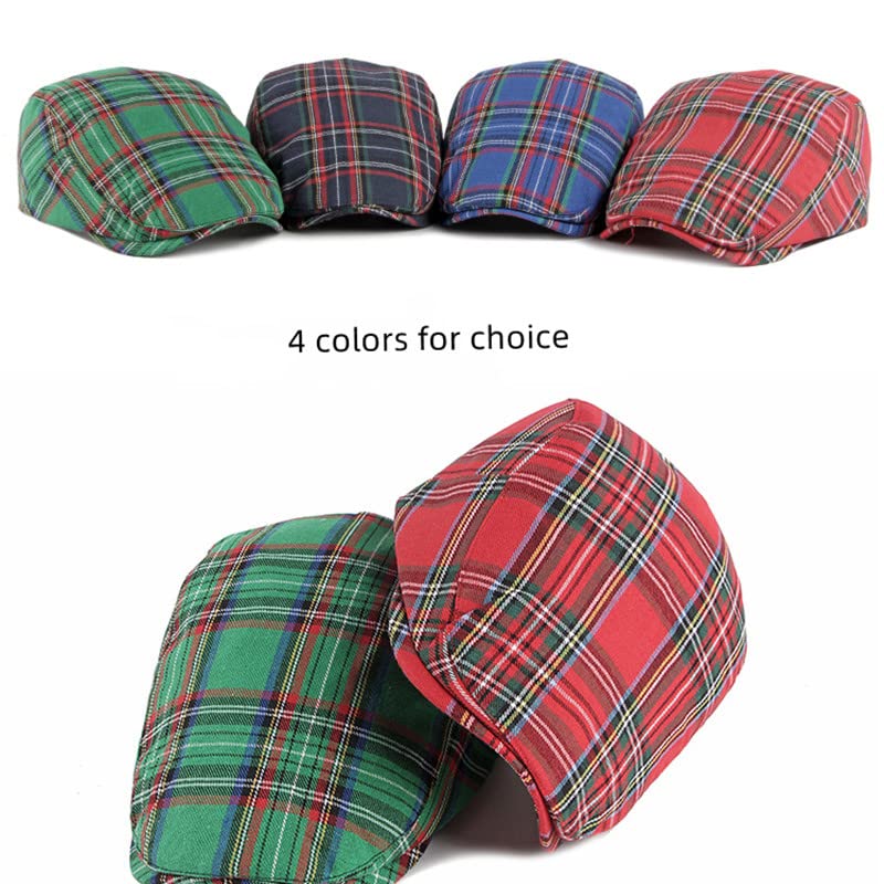 Unisex Classic Plaid Beret Newsboy Hats Flat Sun Hat Sport Golf Baseball Caps Cabbie Driving Cap Hats for Women Men - color: Navy Blue