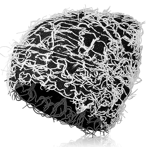 Chuarry Distressed Knitted Beanie Fuzzy Winter Hat - color: Black and White