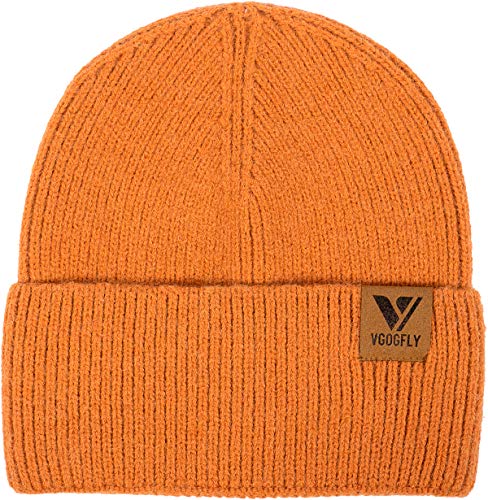 Vgogfly Slouchy Beanie Hats for Women Winter Knitted Caps Soft Warm Ski Hat Unisex - color: Dark Orange
