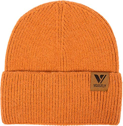 Vgogfly Slouchy Beanie Hats for Women Winter Knitted Caps Soft Warm Ski Hat Unisex - color: Dark Orange